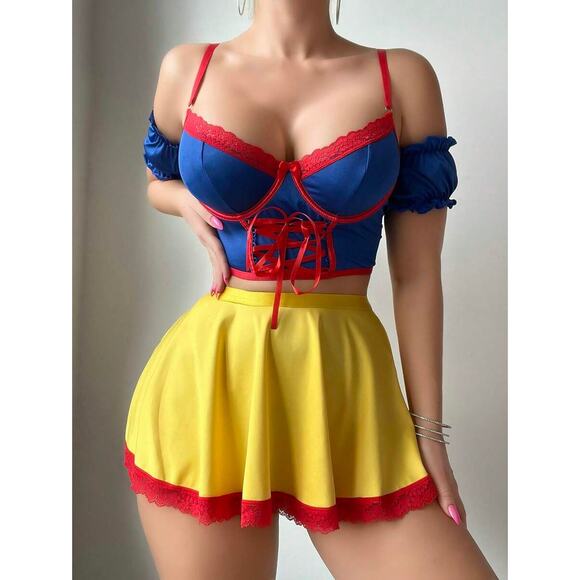 5pcs Snow White Princess Sexy Lingerie Set S, M, L, XL - Picture 4 of 5